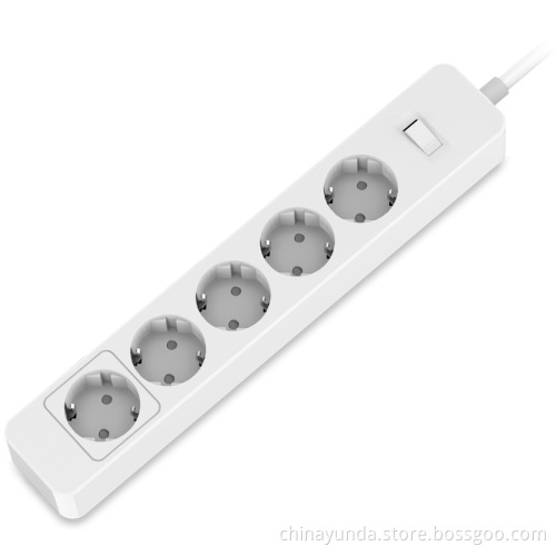 European style 5 gang power socket with 1.5M cord